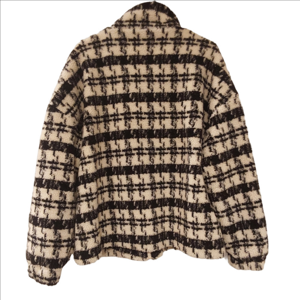 Easel Black and Cream Plaid Teddy Jacket L - Picture 4 of 8